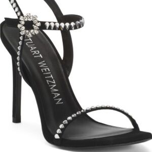 Stuart Weitzman Black Heels with diamonds Accents!
